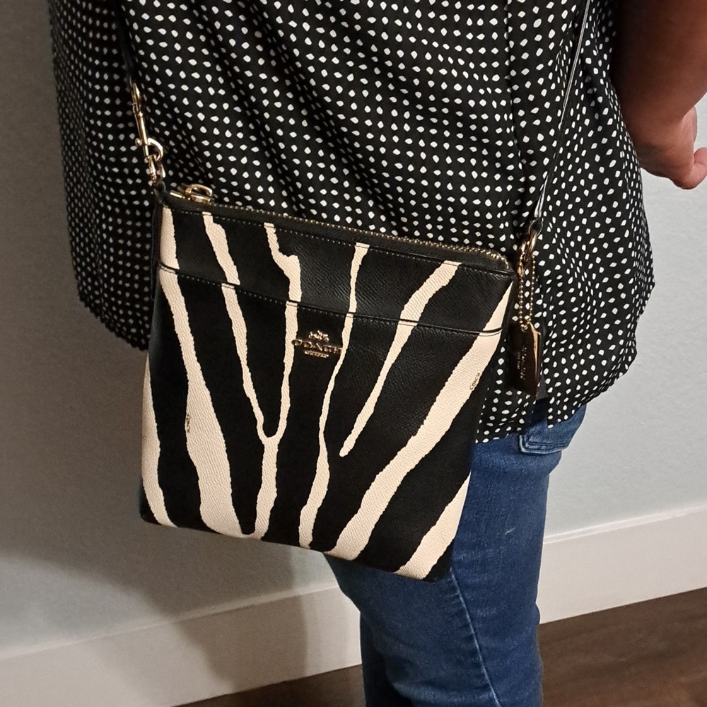 Coach zebra-print crossbody bag